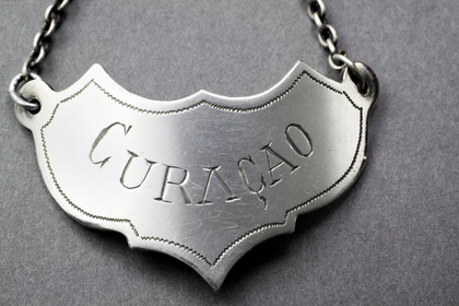 Swedish (or French) Antique Silver Wine Label - Curacao